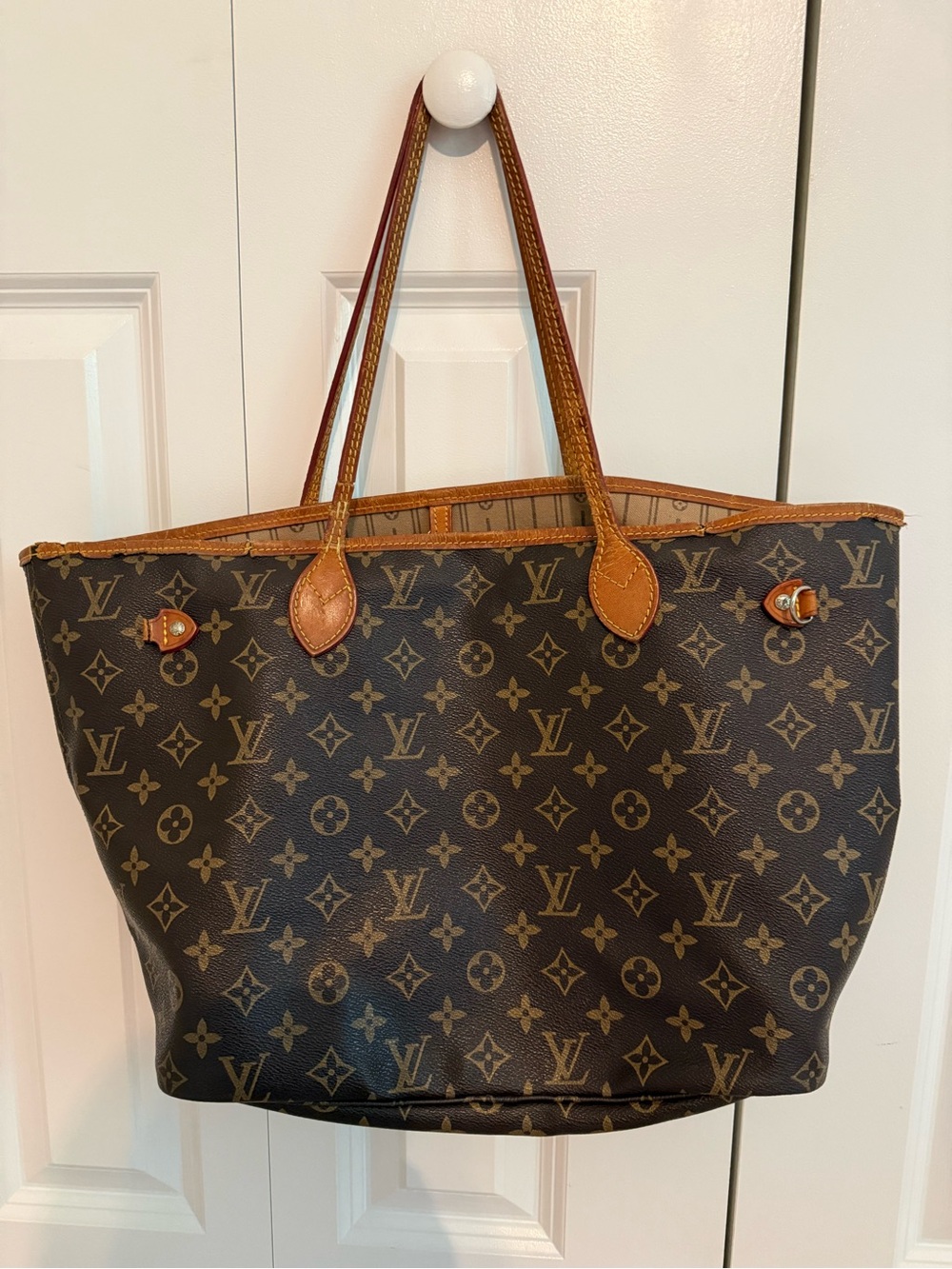 Louis Vuitton Monogram Neverfull Canvas Tote in Brown and Tan